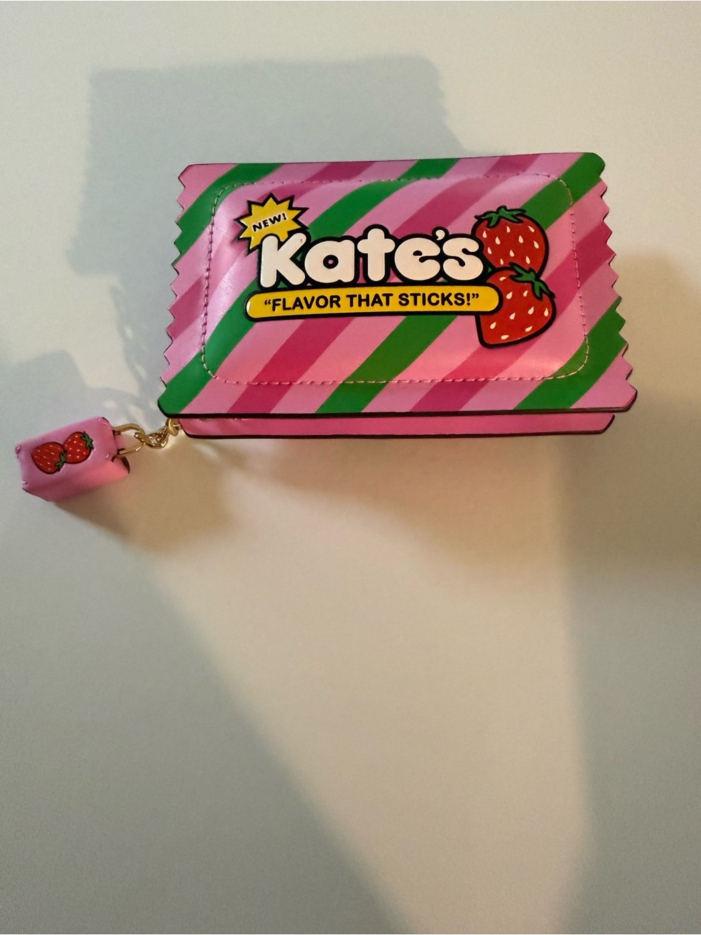kate spade Pink and Green Strawberry-Theme” flavor that sticks” card case
